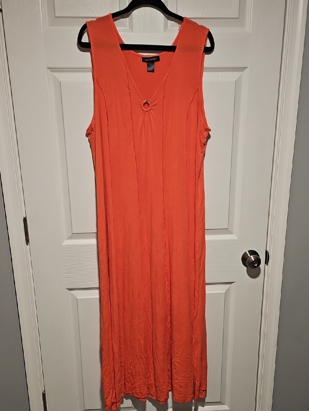 Ashley Stewart Orange Sleeveless Maxi Dress with Ring Detail